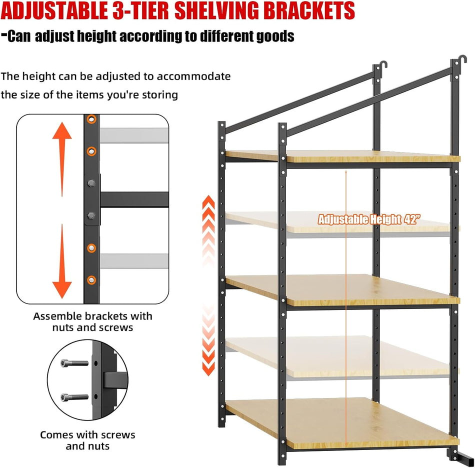 Adjustable 3-Tier Shelving Brackets (4 Pack)