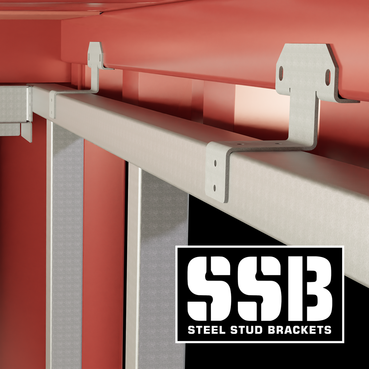 Steel stud brackets installed